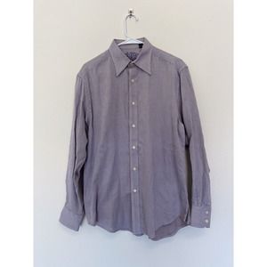 ROBERT GRAHAM Men's Size M Purple White Cotton Embroidered Button Up Dress Shirt